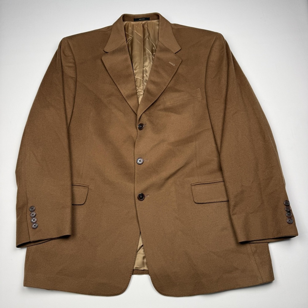 Hart Schaffner Marx Sport Coat Mens 46R Brown Loro Piana 100% Cashmere USA